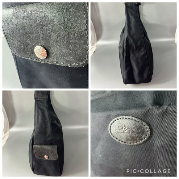 Vintage Longchamp Le Pliage Black Nylon Exterior Extra Large Shoulder Bag - Picture 8 of 14